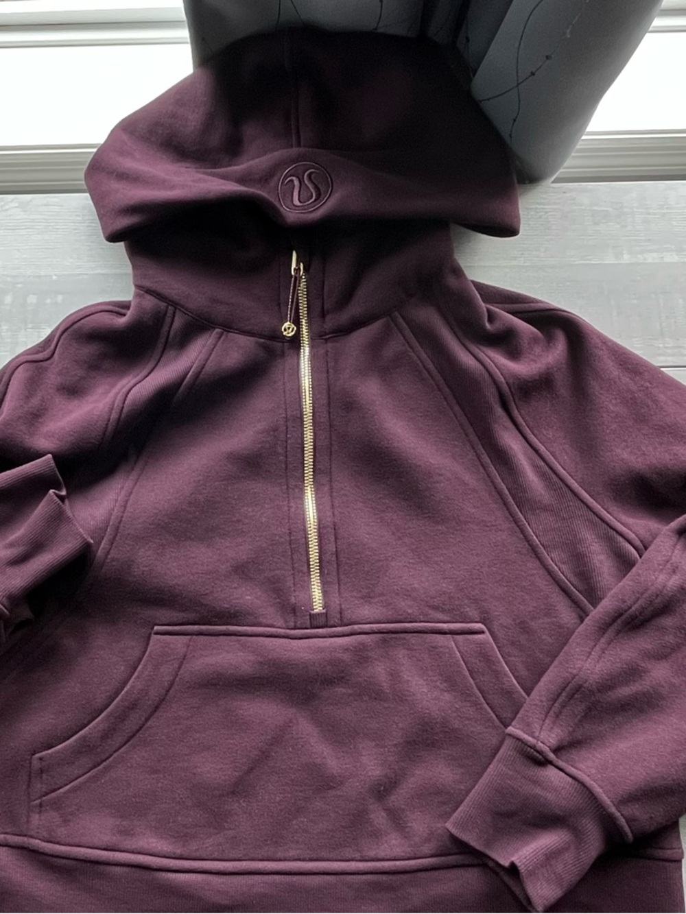 lululemon athletica Plum Half-Zip Hoodie with Gold Zipper